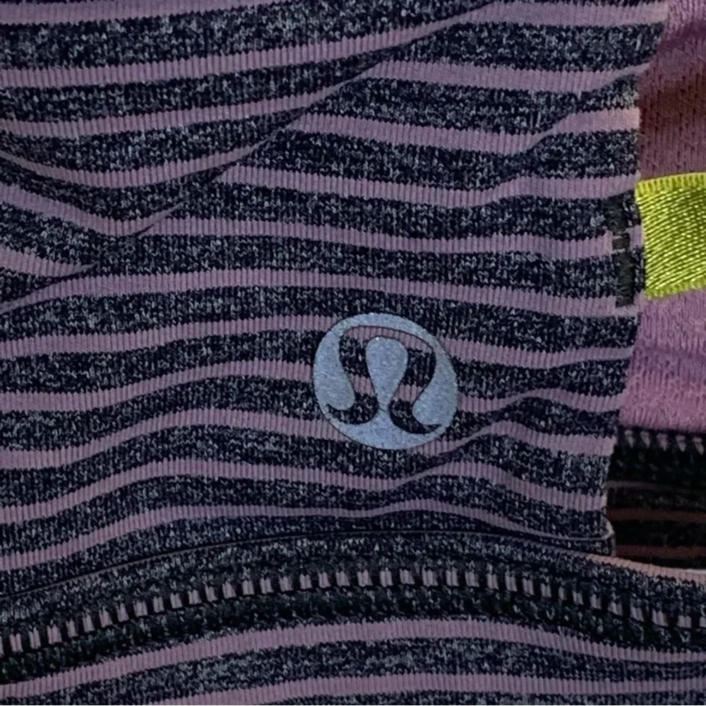 Lululemon Seek The Heat Tank Bra Heathered Deep Coal / Hyper Stripe Size 10